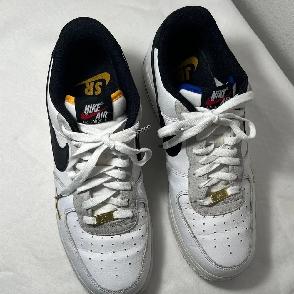 Nike Air Force 1 White and Black with Gold Accents